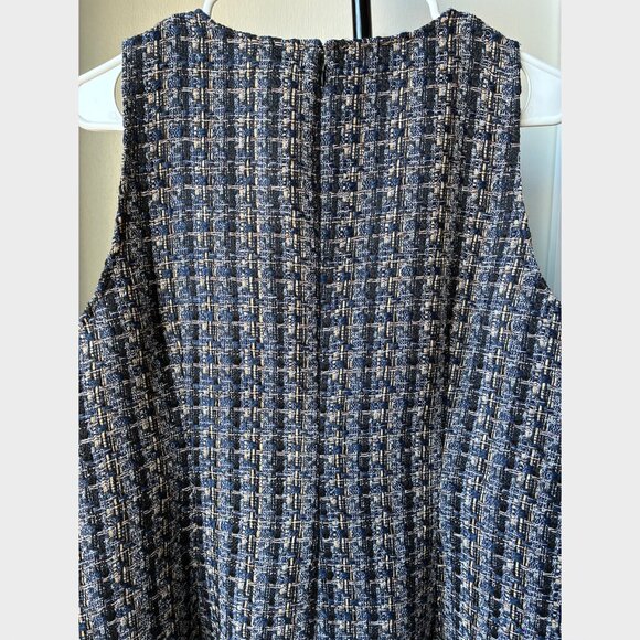 J. Crew NWT Tweed Black & Navy Sleeveless Shift Dress - Picture 6 of 9